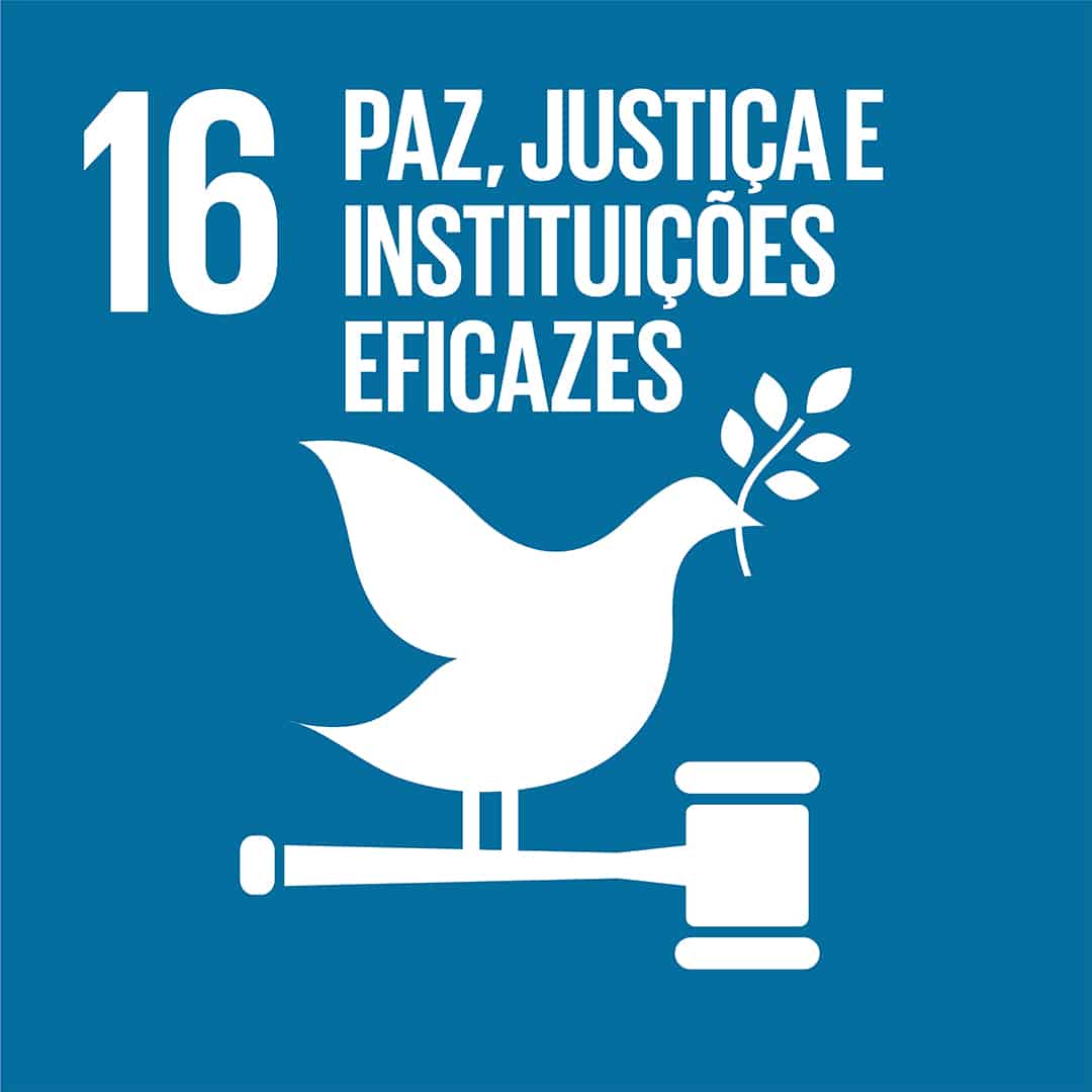 Ícone do ODS 16 – Paz, justiça e instituições eficazes